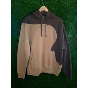 Reworked Nike Wave Hoodie Brown Tan Swirl Custom Design Men's Size L (ERL Style)
